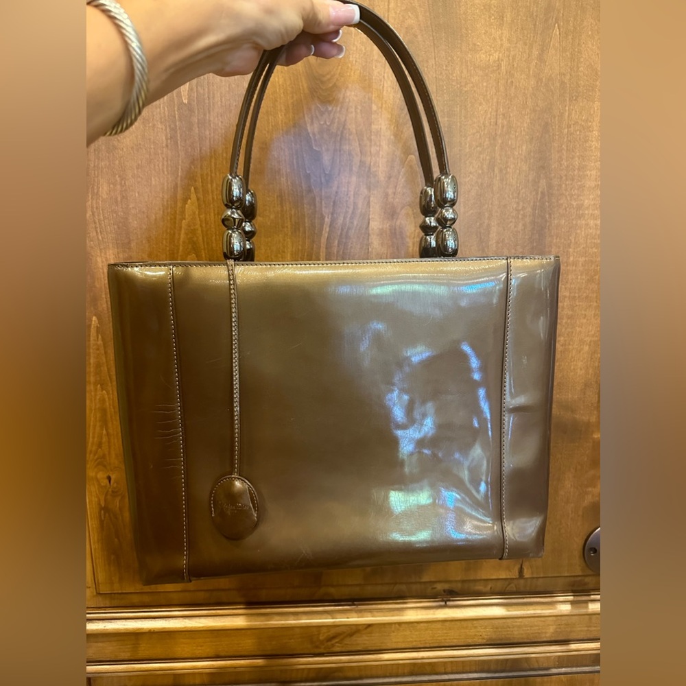 Christian Dior Brown Patent Leather Lady Malice Tote